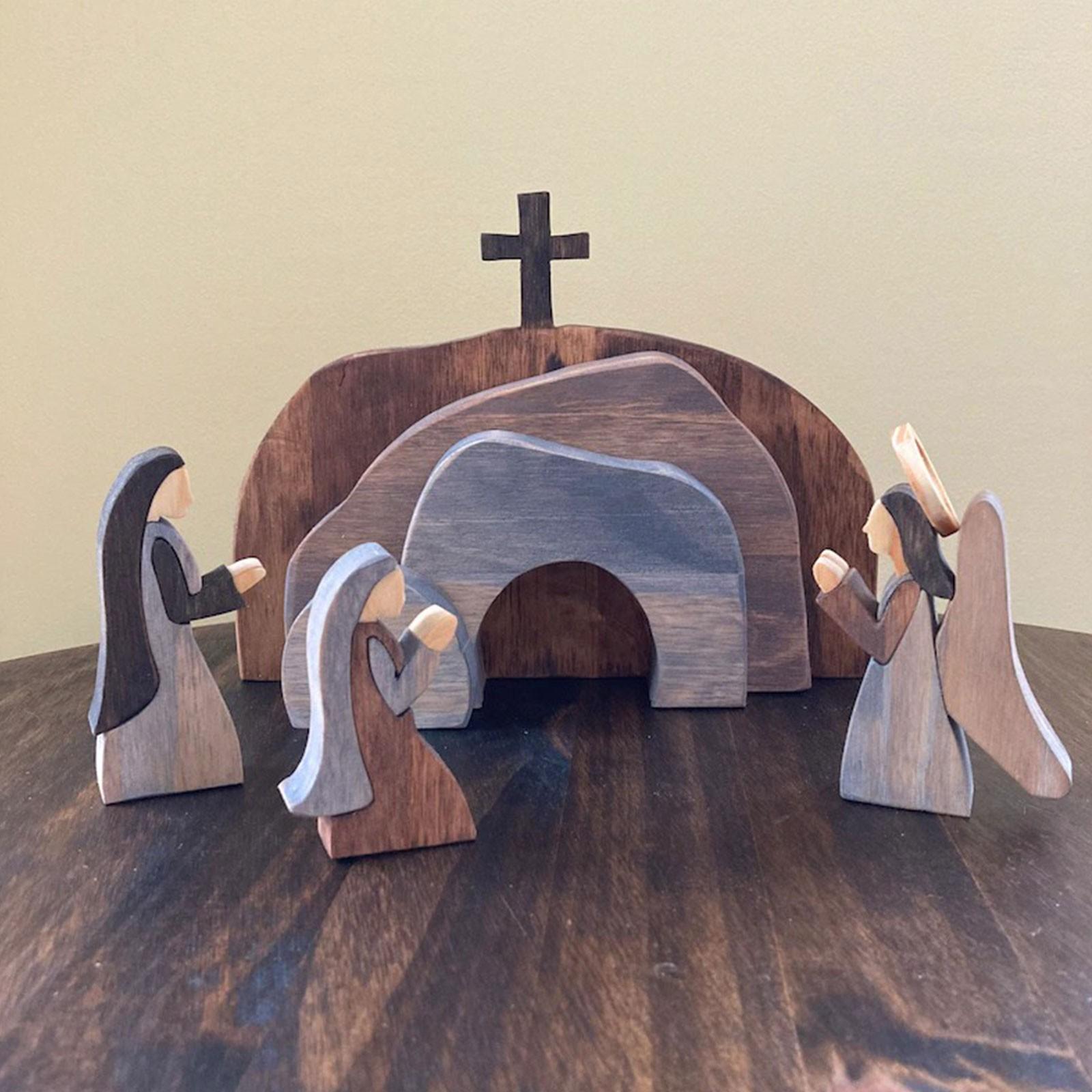 Easter Resurrection Scene Spring Easter Risen Christ Figurine Decor For The Home Easter Christian Jesus Scene Ornaments marrone