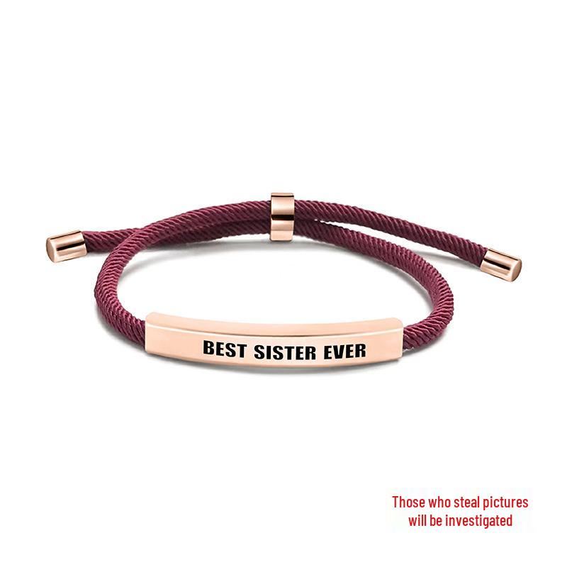 Multicolor Woven Rope Friendship Bracelet - Engraved Stainless Steel Christmas Gift