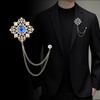 Retro Unisex Gemstone Tassel Floral Brooch for Coats and Jackets