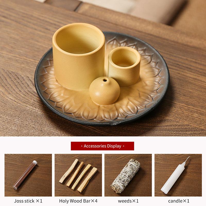 

Керамический держатель для благовоний - многофункциональный 4-в-1 для пало санто, шалфея, палочек, свечей и кристаллов. Идеально подходит для рождественского подарка.