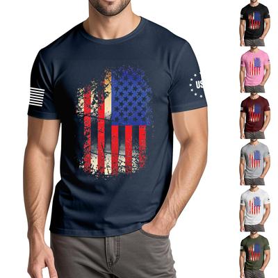 Men's Fashionable Casual Independence Day Printed Round Neck Short Sleeve T-Shirt Top