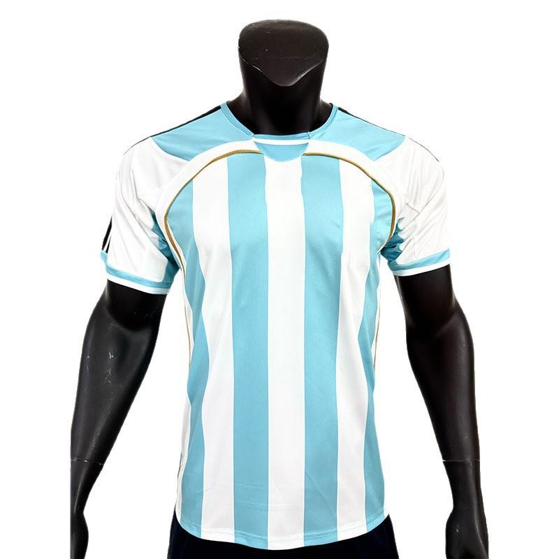 Maglia da Calcio Argentina Casa Retro 2006 Manica Corta Uomo Maglia da Calcio Fibra di Bambù Indossabile