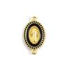 1 Piece Brass & Cubic Zirconia Religious Connectors Charms Pendants 18K Gold Plated Enamel Oval Jesus Double Sided 24mm x 14mm