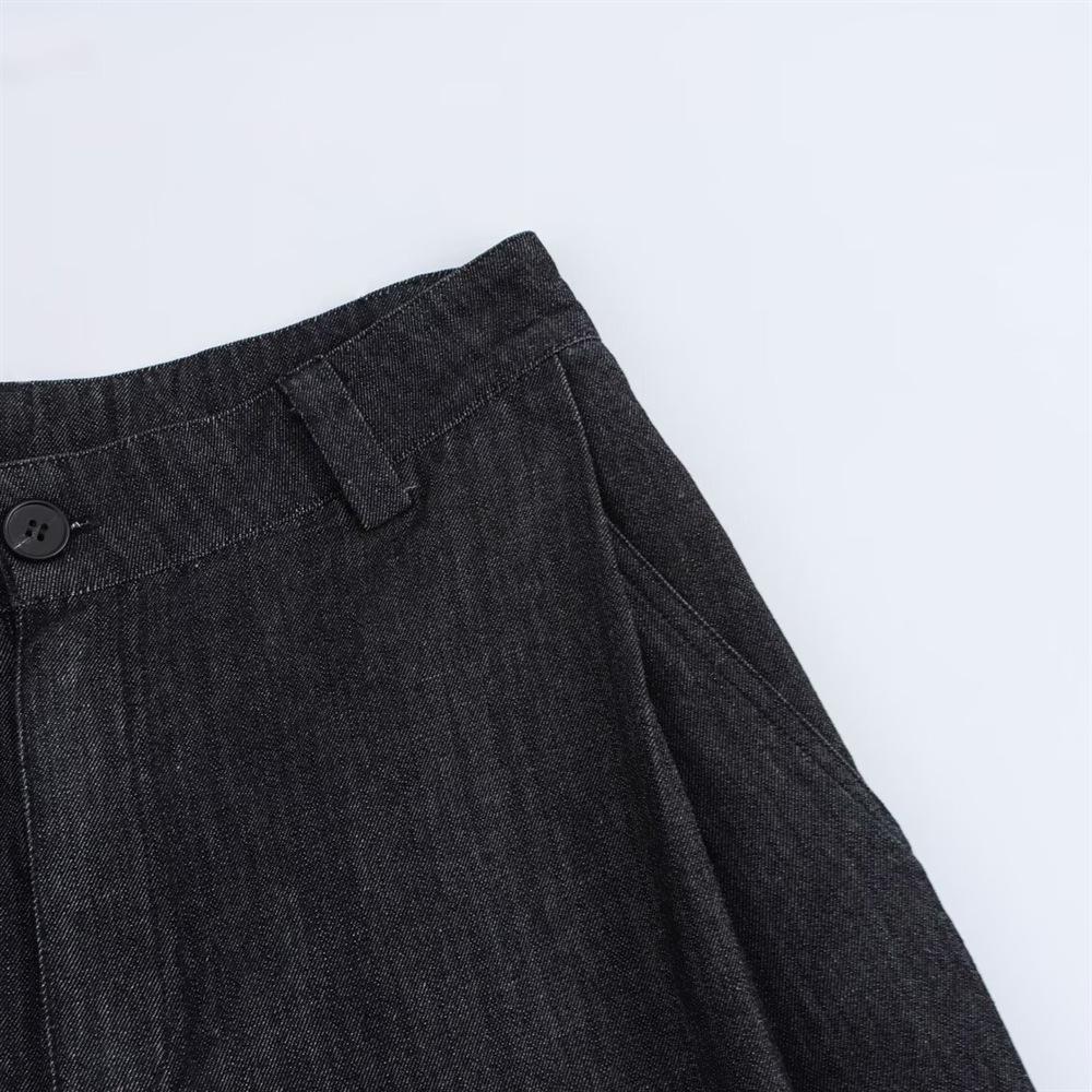 2025 Spring Women's Turn-Down Collar Denim Jacket & High-Waisted Pleated Pants Set