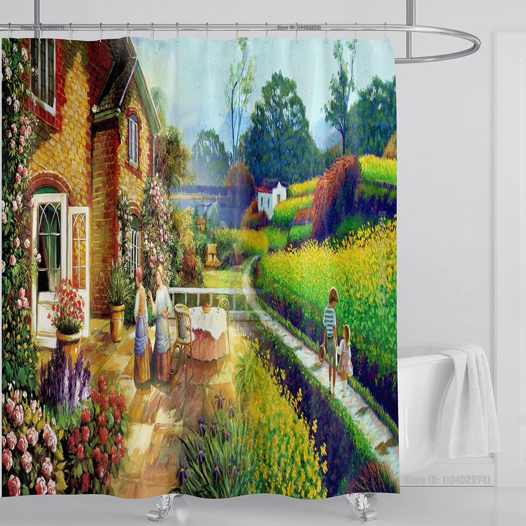 Piante Grafico Tenda da Doccia Impermeabile Tenda da Doccia Tessuto Poliestere Stampa 3D Tende da Bagno Decorazione Bagno Con Ganci