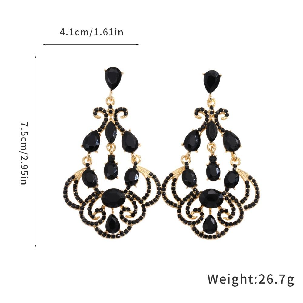 Geometric Rhinestone Teardrop Earrings Vintage Style Ear Studs New Statement Earrings Women