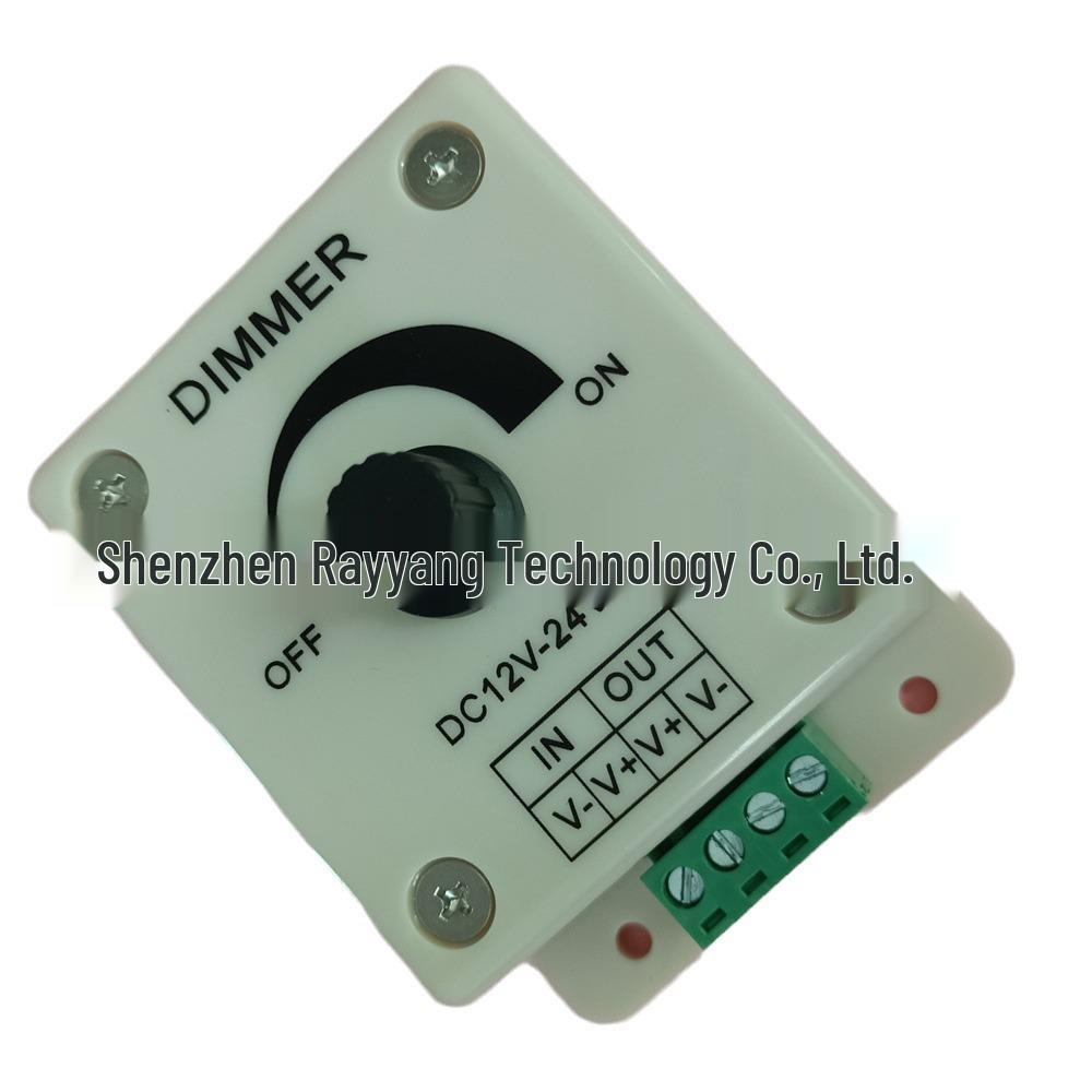 LED Knob Dimmer Controller for 12V Light Strips, 8A Manual Dimming Switch