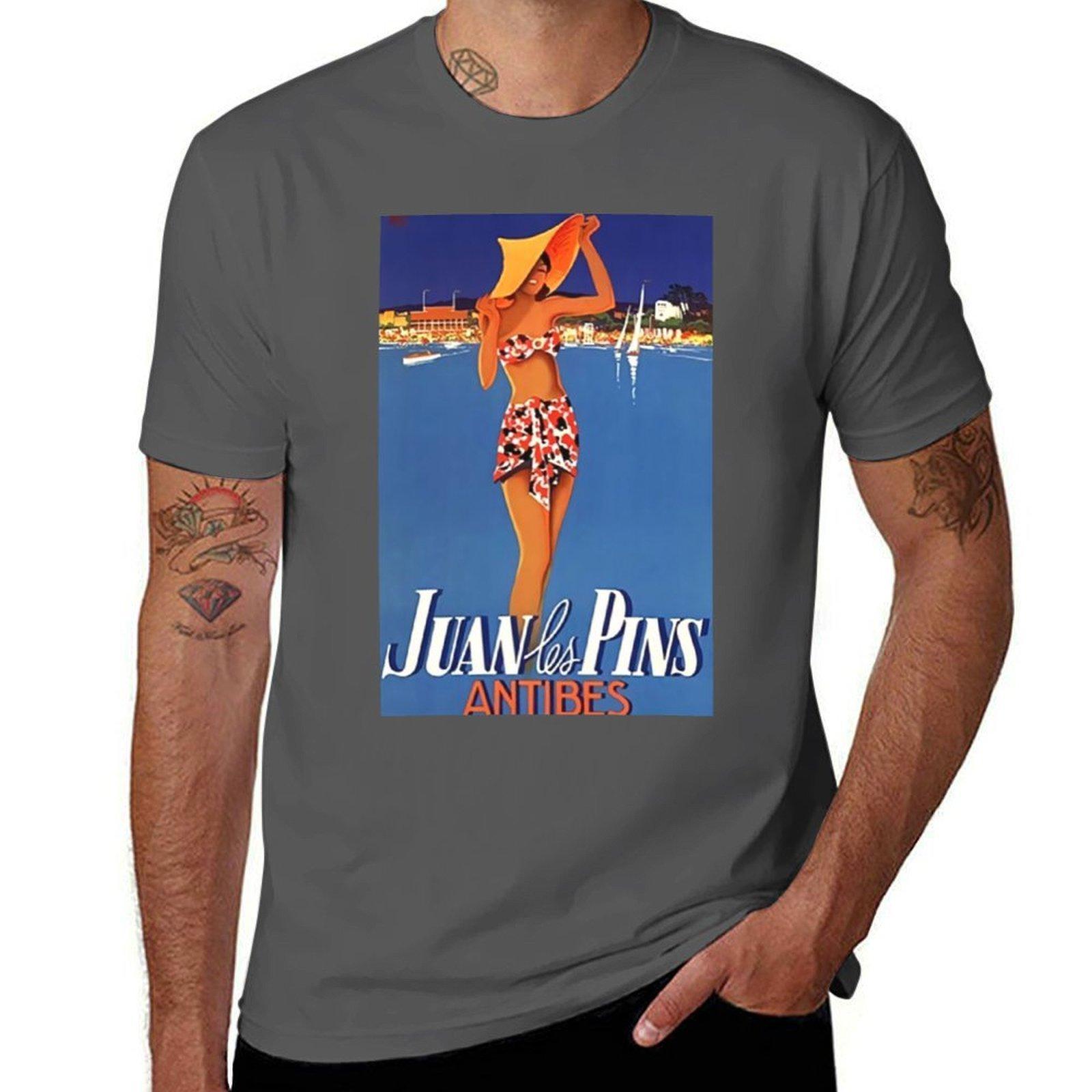 

JUAN LES PINS ANTIBES TShirt Relaxed Casual Short Sleeve Tee 4XL