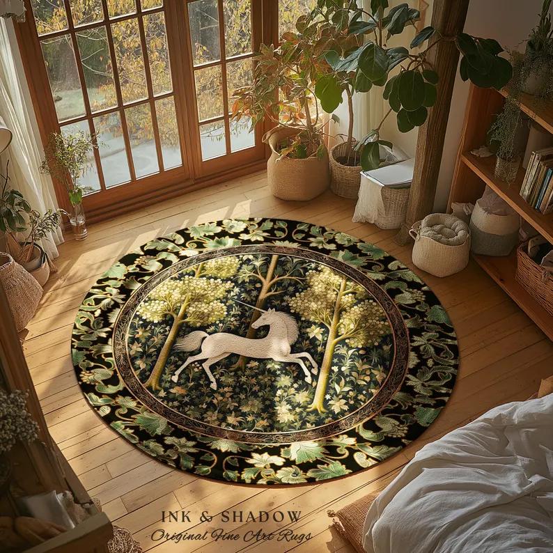 

Fantasy Unicorn Forest Pattern Area Carpet Mat Rug Home Decoration Medieval Vintage Modern Living Room Floor Rug Carpet 100cm x 100cm