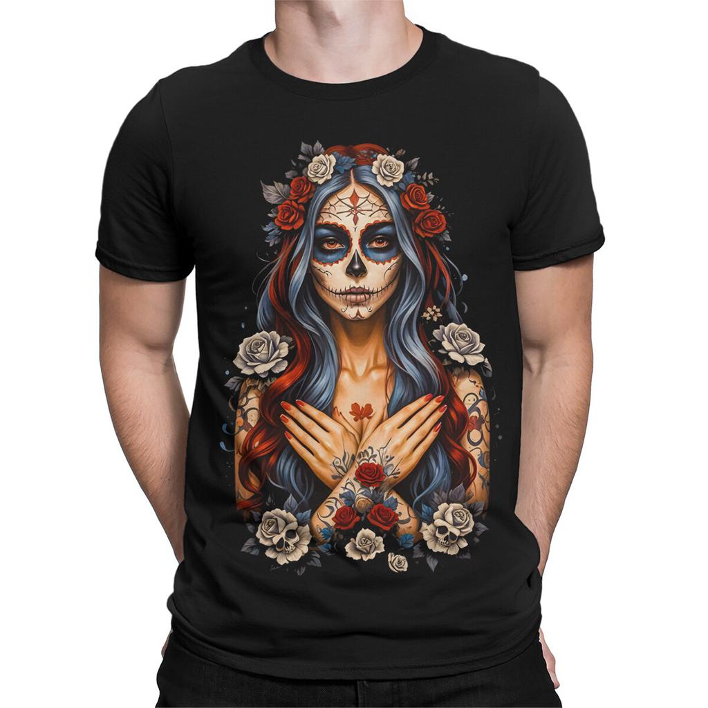 Gothic Sugar Skull Woman Portrait TShirt Dark Ornate Day of the Dead DT2382
