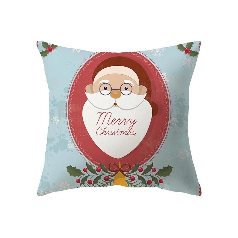 Cute Santa Claus Christmas Theme Printed Pattern Cushion Cover For Home Living Room Sofa Decoration Square Pillow Cover