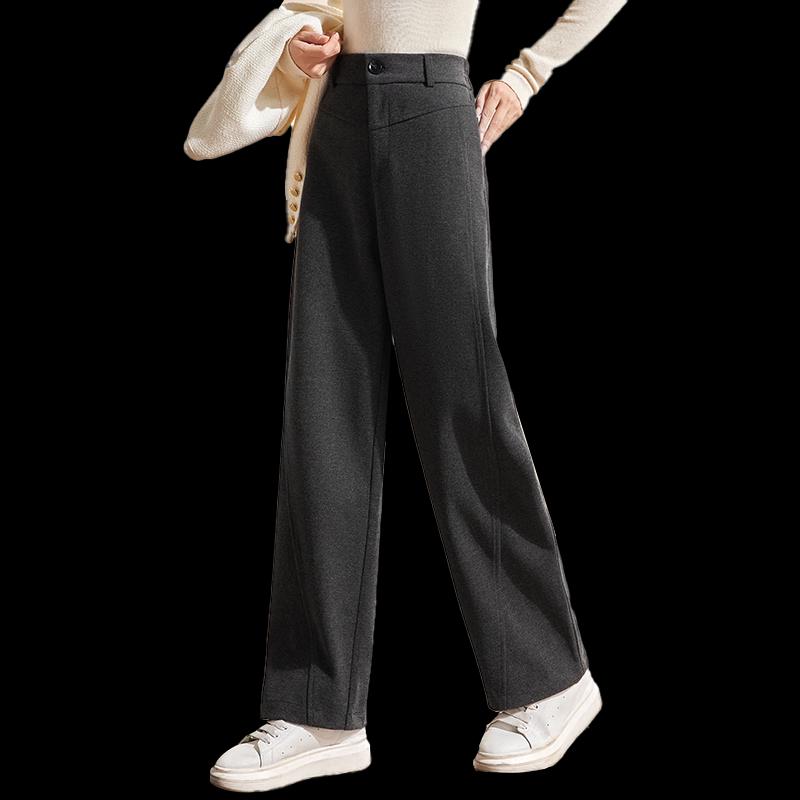 Her Enjoy Women's High-Waist Straight Wide-Leg Wool-Blend Pants