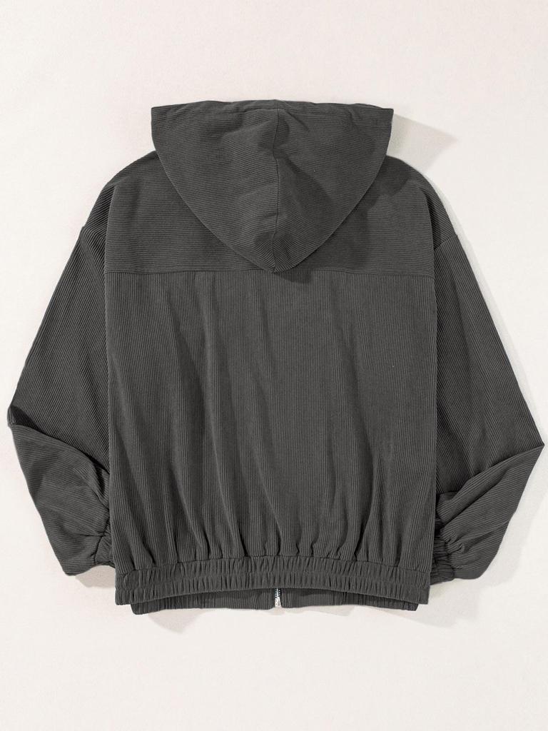 Giacca da donna autunnale in velluto a coste con cappuccio - Stile minimalista europeo e americano, tinta unita