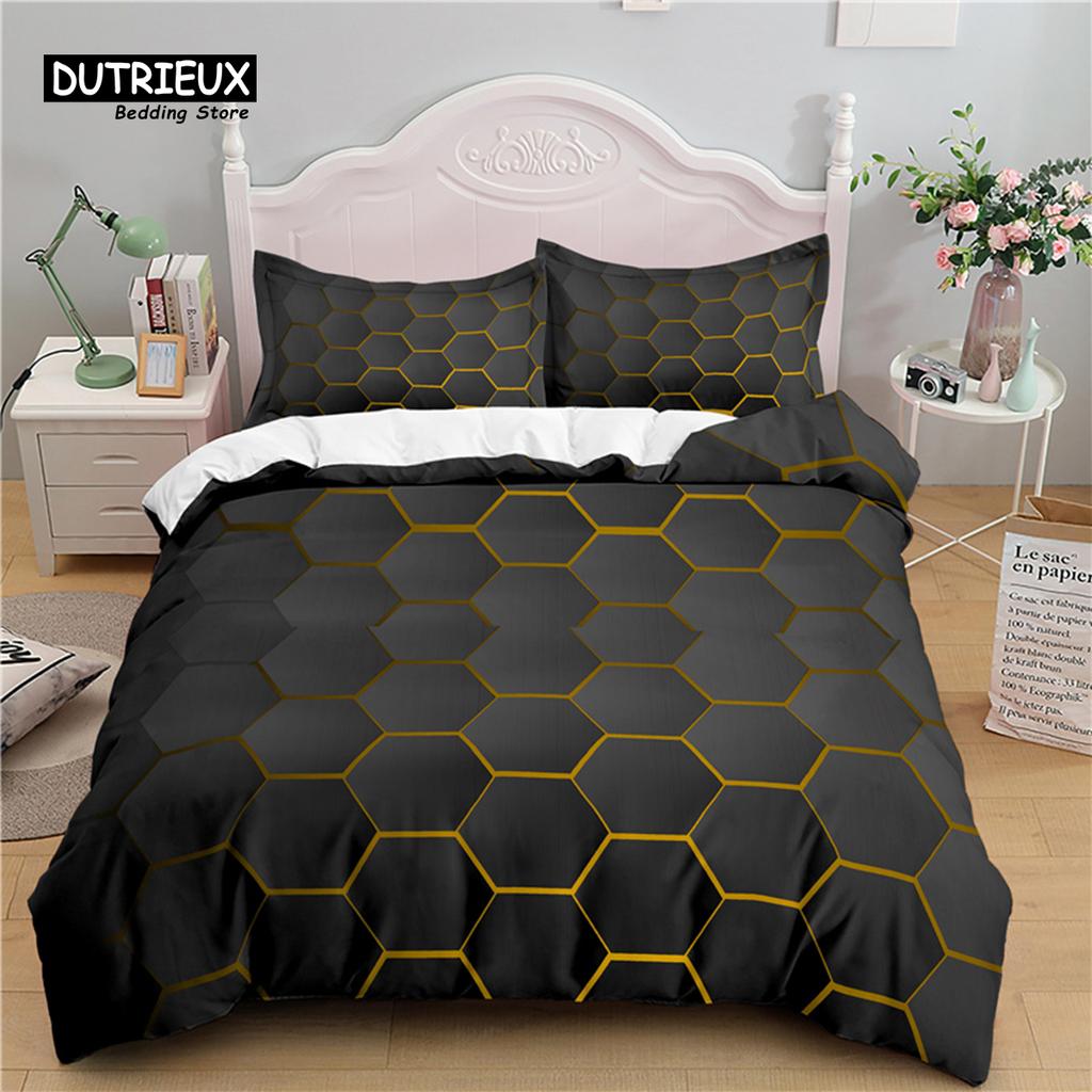 Luxuriöser 3D-Geometrie-Druck Home Living Komfortables Bettbezug-Set Kissenbezug Kinderbettwäsche-Set Queen und King EU/US/AU/UK Größe