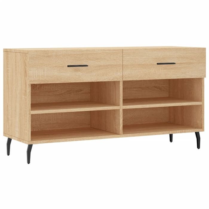 VidaXL Banc à Chaussures, Armoire à Chaussures avec 4 Étagères et Pieds, Meuble à Chaussures avec 2 Tiroirs Salon, Moderne, 829759