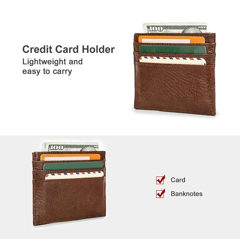 Card Case OEM Real Cowhide Card Clip Card Pack Thin Multi-card RFID Card Sleeve Generation