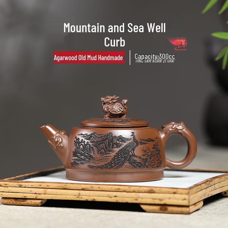 Yixing Handmade Agarwood Teapot with Secret Script Design Gift Box