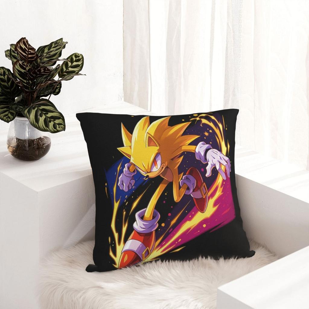 Movie Super Sonic Shadow Square Pillowcase Cushion Cover Pillow Case Throw Pillow Cover for Home Sofa Living Room