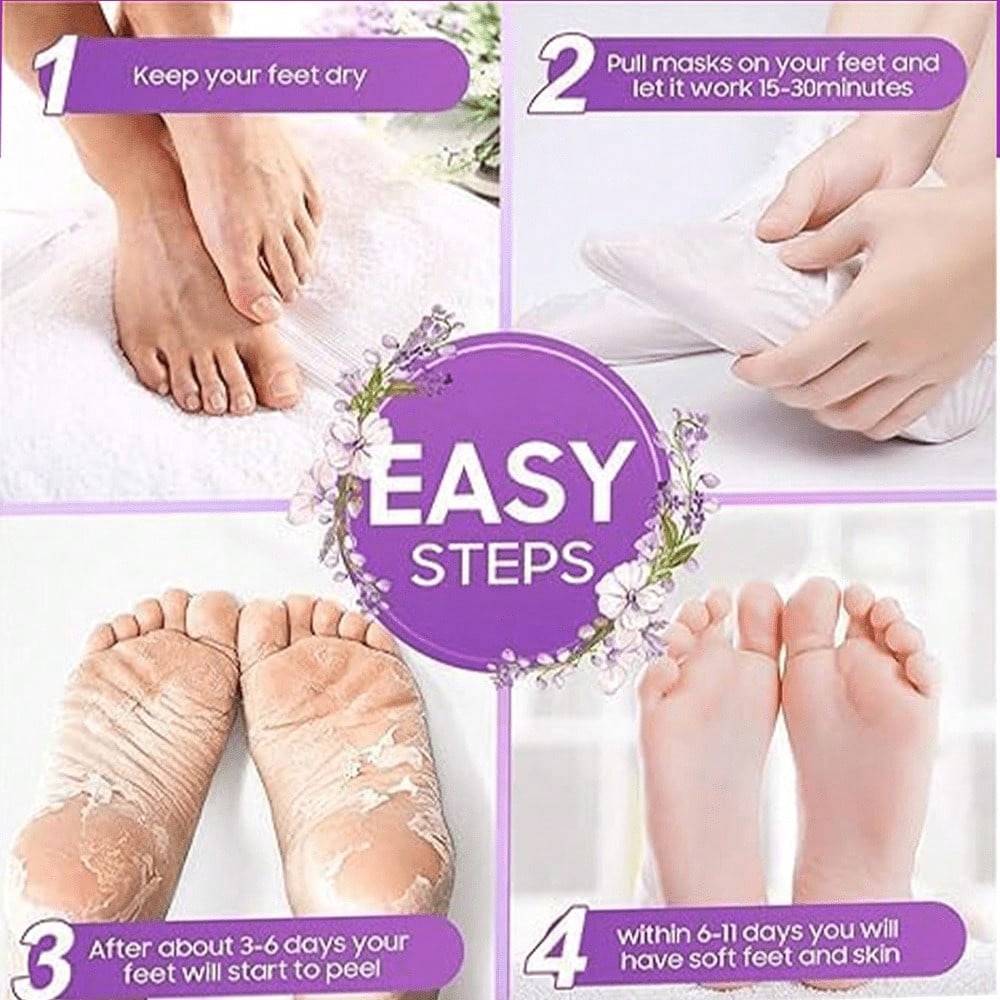 Lavender Exfoliating Foot Mask Dead Skin Removing Foot Peel Fast Exfoliation Long Lasting Moisturizing