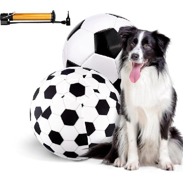 Juome Herding Ball for Dogs, 10" Dog Herding Balls with Soccer Cloth Cover Hand Pump, Interactive Dog Toys for Small & Medium Dogs