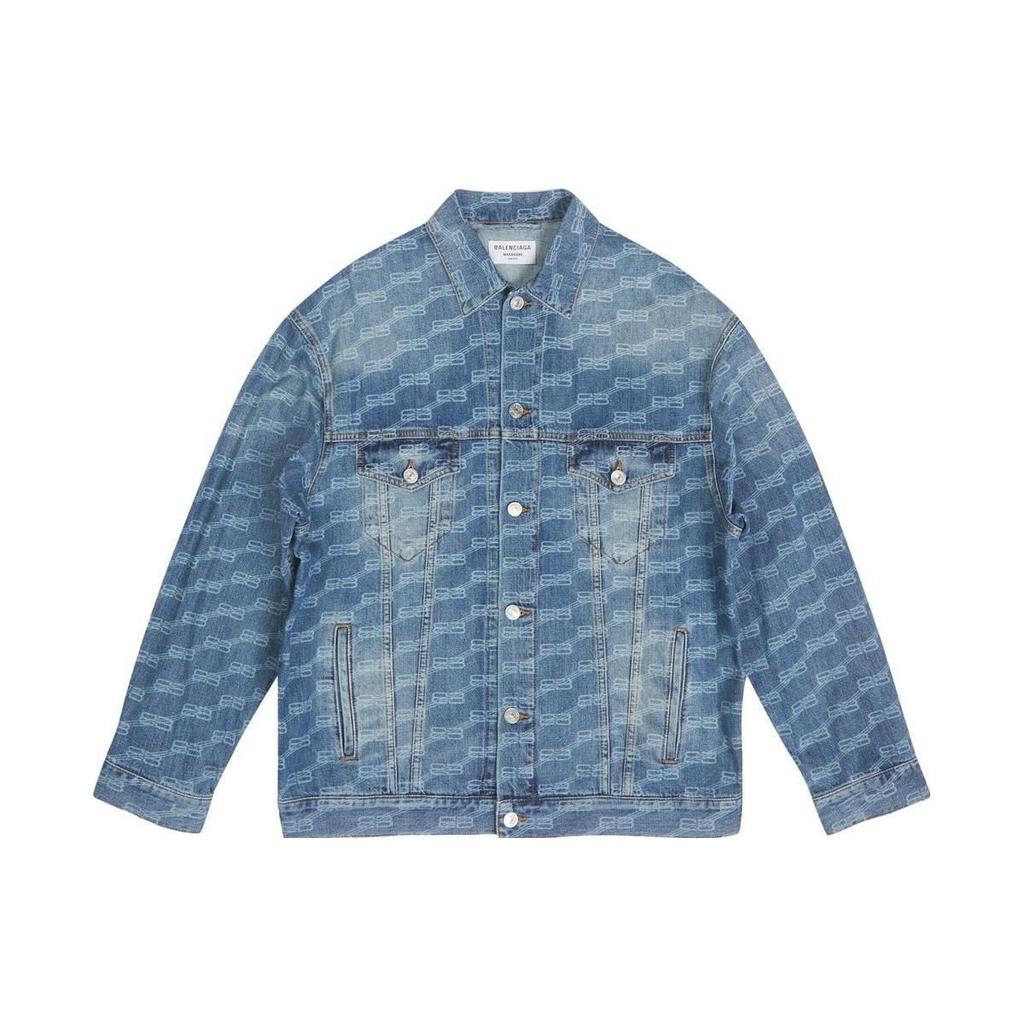 Balenciaga All Over Bb Monogram Logo Denim Jacket 675208TMW374437