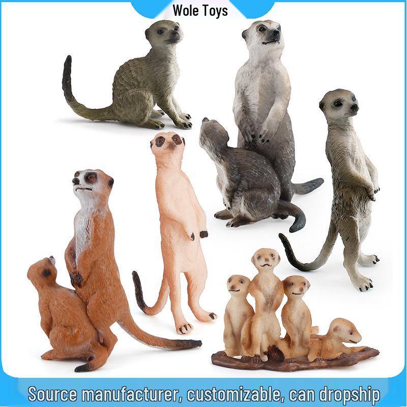Children's Solid Meerkat and Raccoon Desktop Figurine Set