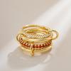 Interlocking Zirconia Two-Tone Diamond Ring, Multi-Element Plain Band