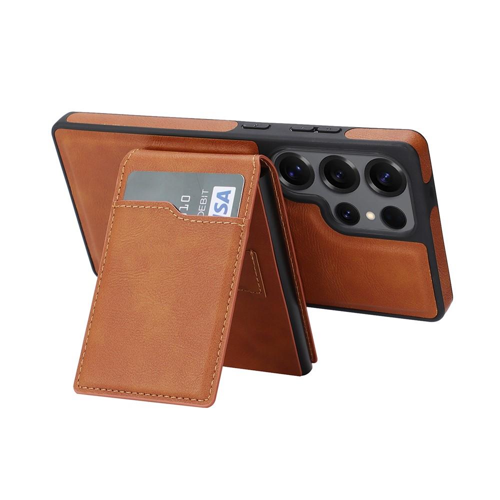 Case for Galaxy S25 Ultra - Leather/PU, Brown, With Stand