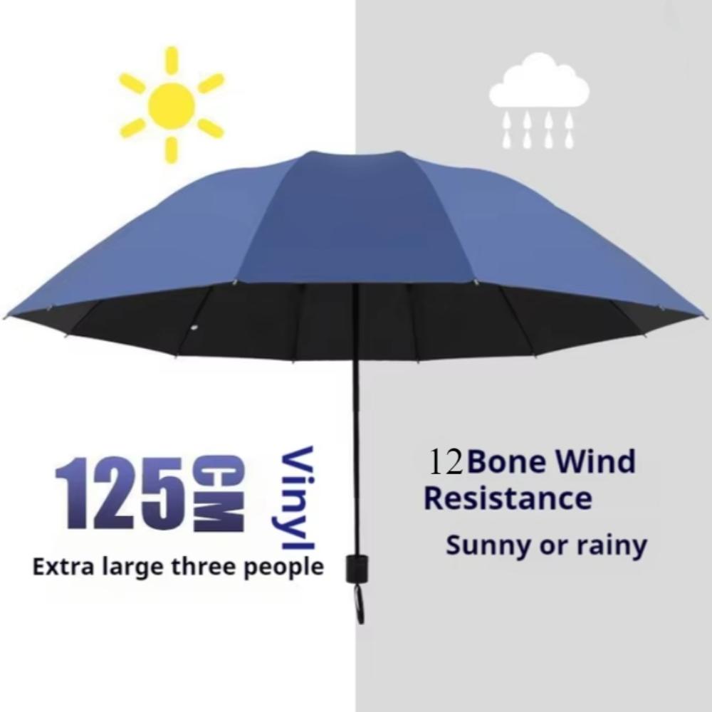 

Очень большой ветрозащитный зонт с защитой от УФ-излучения — прочный, водонепроницаемый, открывается вручную от солнца и дождя темно-синий