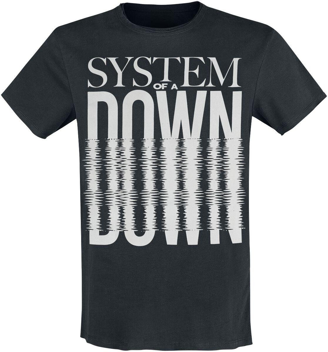 

System of A Down Distorted Wave Logo Print Cotton TShirt Alternative Metal Streetwear Unisex Crew Neck Short Sleeve Tee S