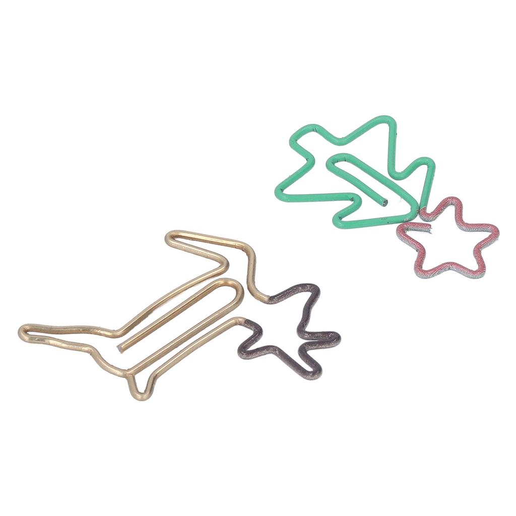 100pcs Paper Clips Lovely Christmas Tree and Deer Shape Metallic Rustproof Small Paperclips for