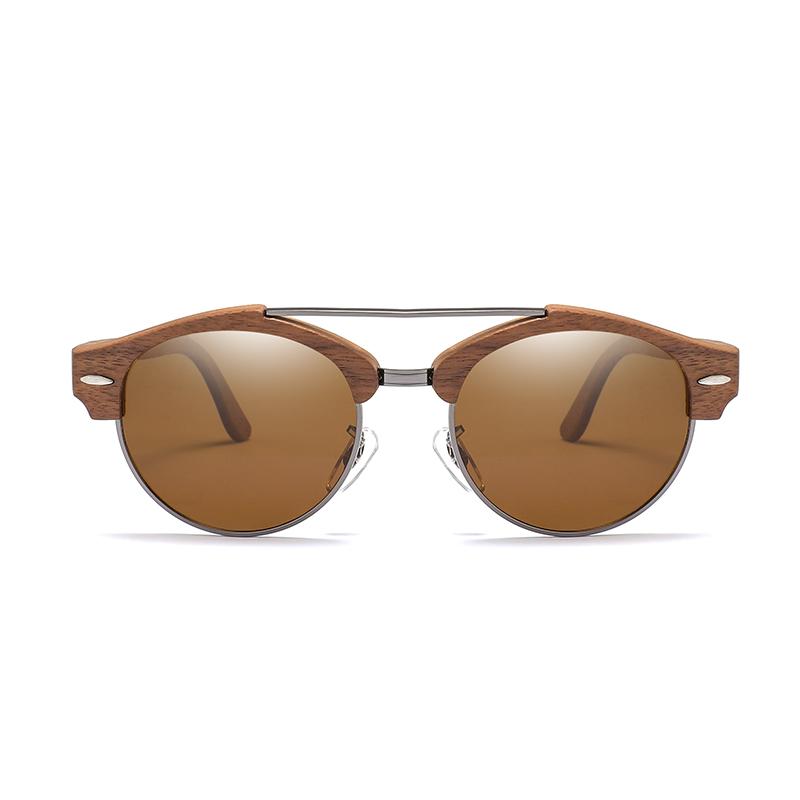 2022 Custom Sunglasses Logo Dark Walnut Wood Men s Sunglasses Double Bridge Wooden Polarized Sunglasses for Men Women wood sunglasses коричневый