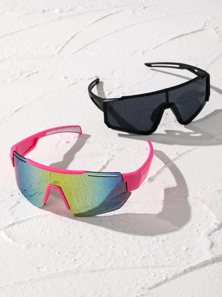 2PCS Punk Oversized Wrap-Around Fashion Glasses For Daily Outdoor Cycling Life Geometric Eyewear Accessories.