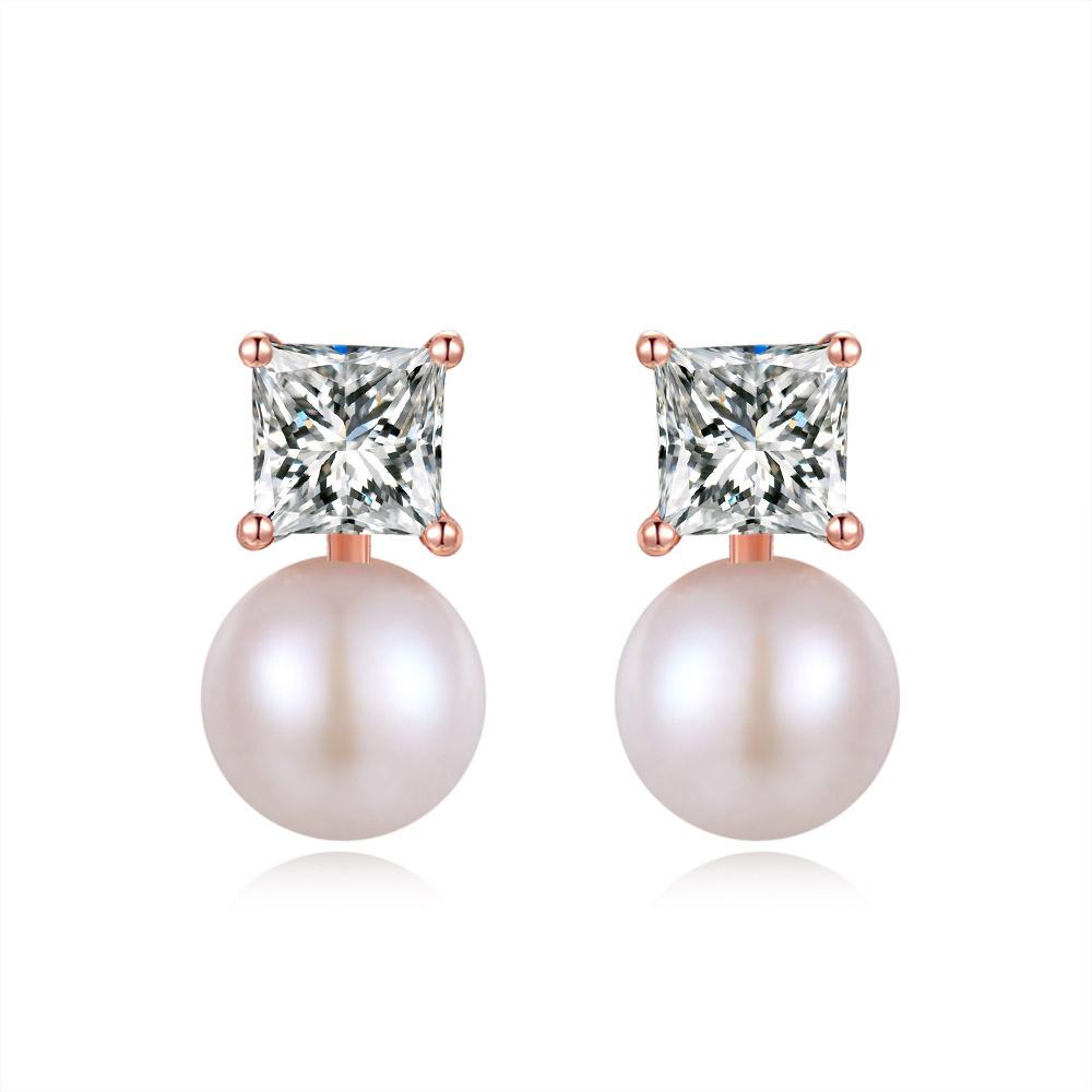 

NEW Fashionable Stud Earrings For Women Red AAA+Cubic Zirconia Imitation Pearl Earing Daily Party Gift Zircon wholesale E068