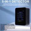 5 in 1 Digital Temperature Humidity Tester Multifunctional Carbon Dioxide TVOC HCHO Detector for Home School Hotel Office Car
