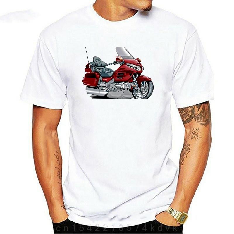Herren Goldwing Rot Biker Dunkles T-Shirt 100% Baumwolle O-Ausschnitt