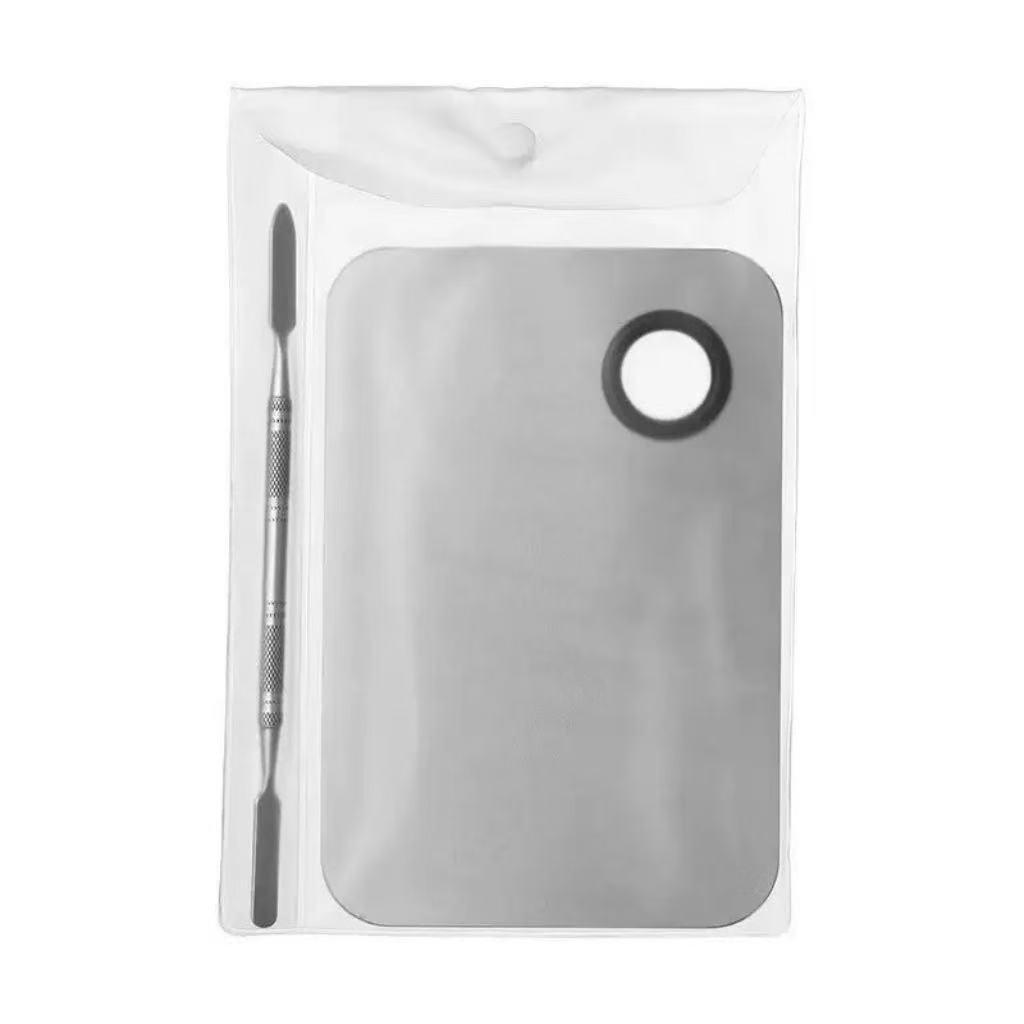 Stainless Steel Nail Art & Makeup Palette Set with Mixing Stick