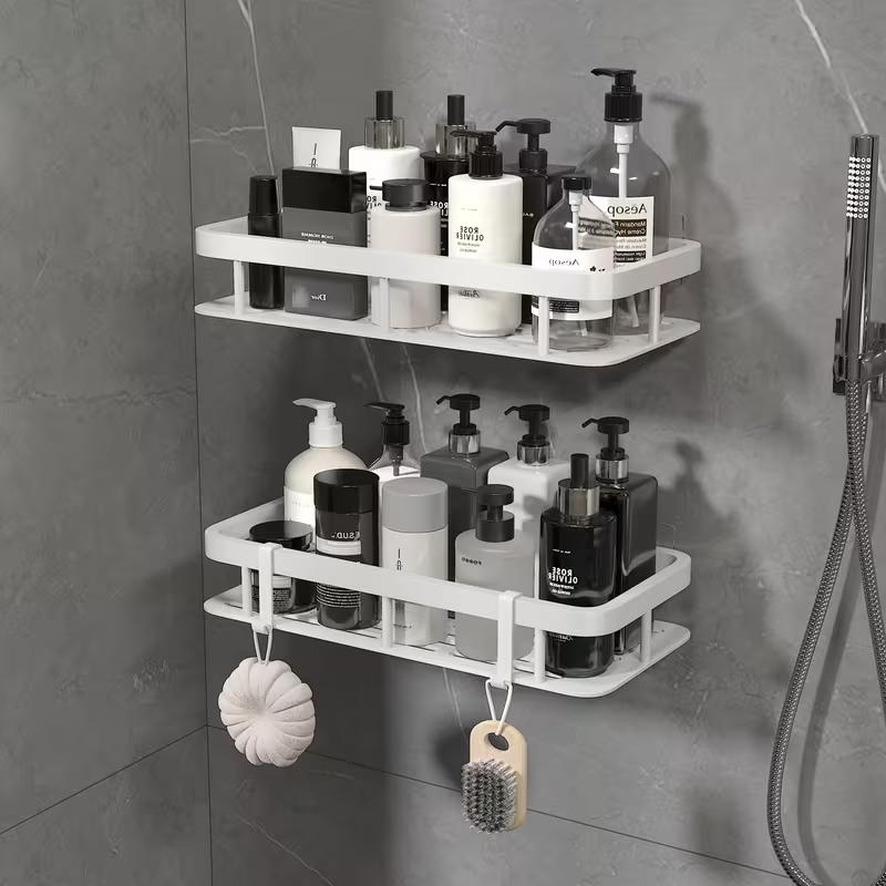 Bathroom Storage Rack Stainless Steel Anti Rust Storage Shower Rack Suction Cup Storage Rack Household Storage Appliances