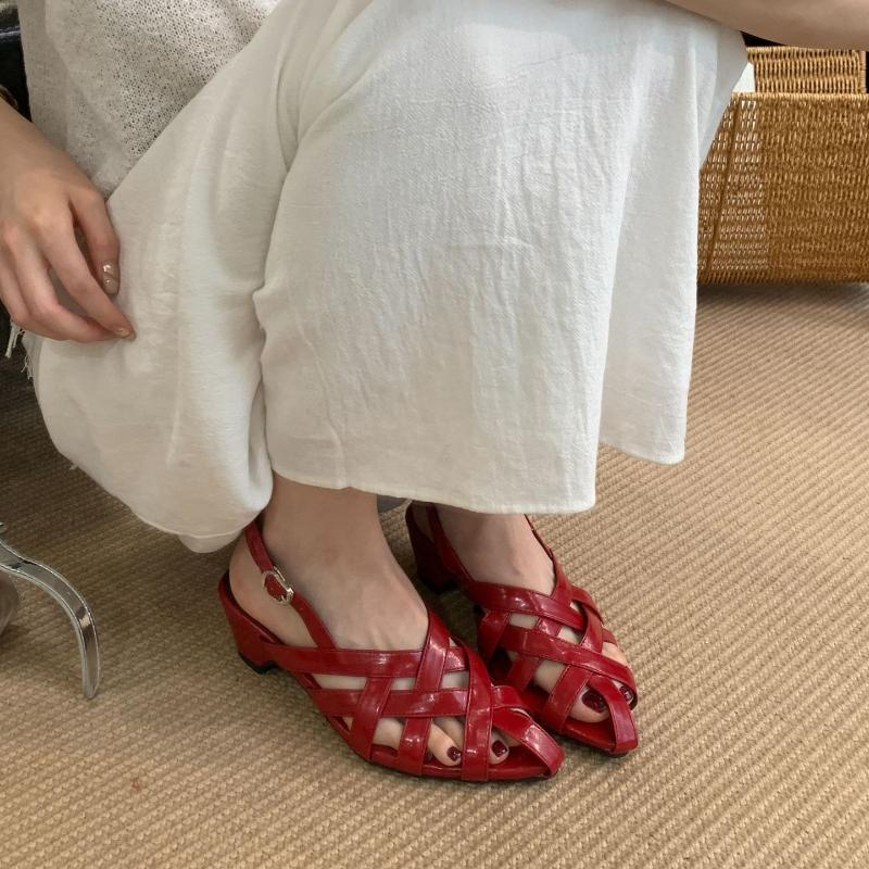 Fashion Comfortable Woven Hollow Wedge Sandals Women Elegant Pointed Toe Narrow Band Brand Designer Shoes Fashion Sandalias De Mujer
