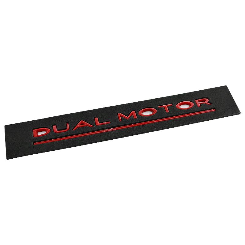 

3D ABS Chrome Red Line Black Logo DUAL MOTOR Emblem Letters Car Styling Trunk Badge For Tesla Model 3 Y S X Accessories червоний