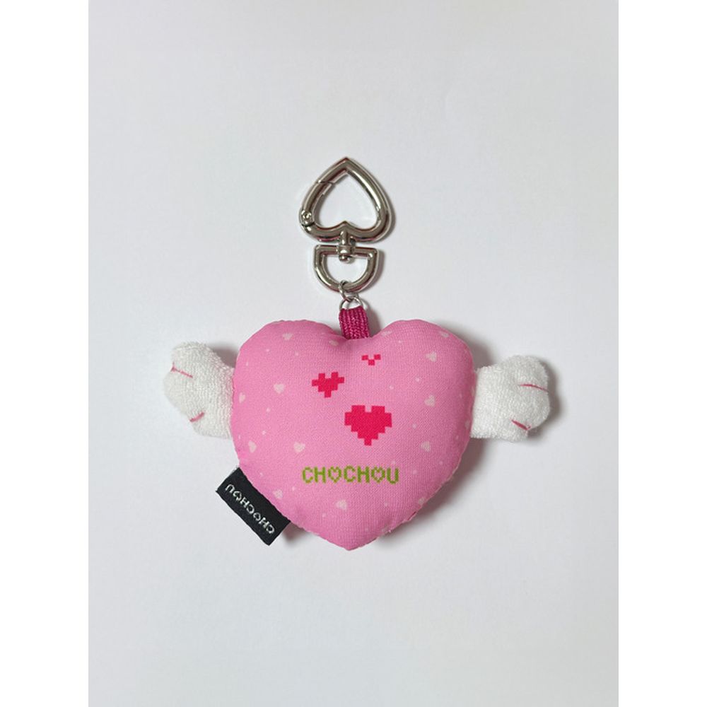 CHOCHOU WinG HEART PIXEL KEY RinG [BERRY PinK]