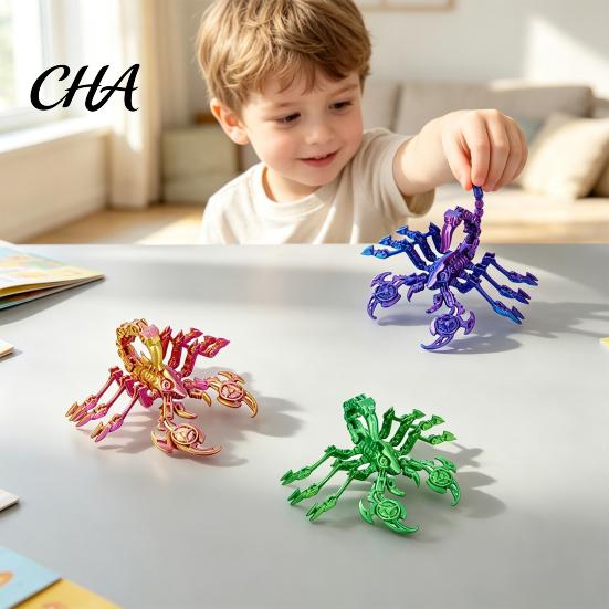Stress Relief Sensory Toy Articulated Mechanical Scorpion Figurine, 3D Printed Flexible Joints Interactive Mecha Model, Gradient Color Movable Fidget
