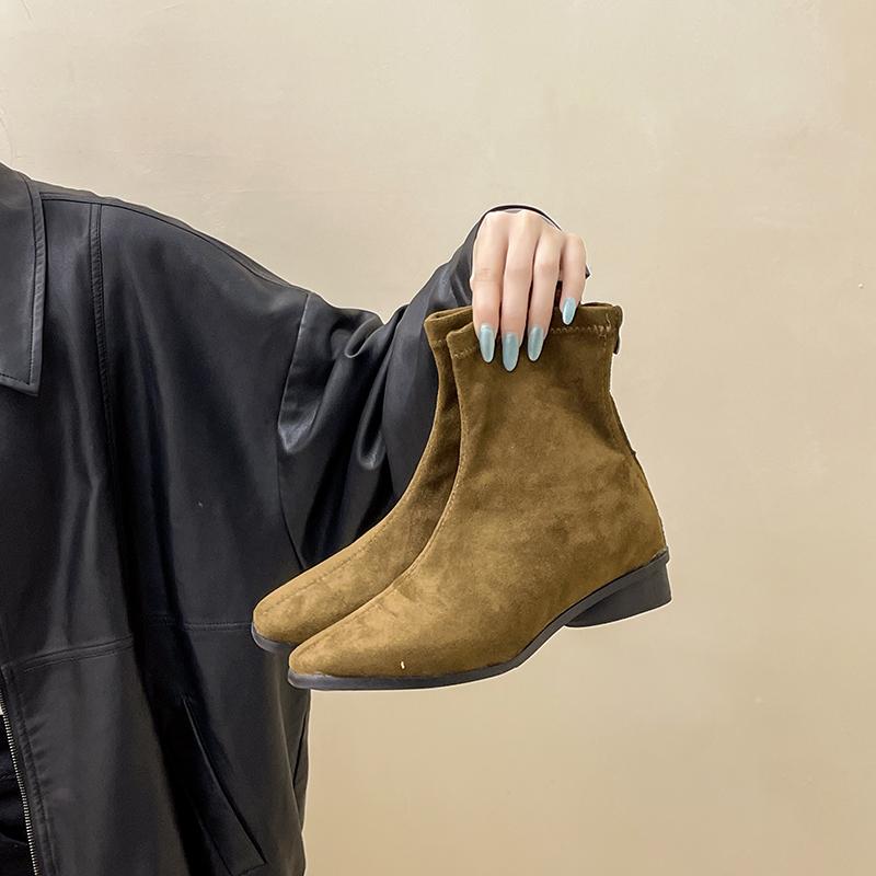 Fashion Autumn Winter Women Ankle Boots Low Heels Zipper Shoes Fashion Square Toe Comfortable Botas Zapatos De Mujer