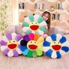 Cute Colorful Smiley Sun Flower Round Cartoon Pillow