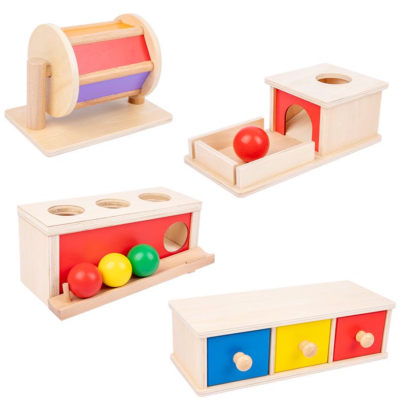 Montessori Holzmünz- und Ballbox Lernspielzeug für Kleinkinder (Alter 1-3)