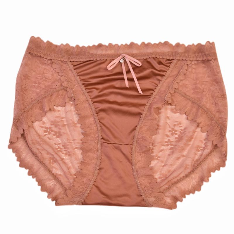 Light Luxury Satin Lace Open Crotch Seamless Jacquard Panties - Sexy, Comfortable, Breathable, Skin-Friendly, Plus Size Triangle Design.
