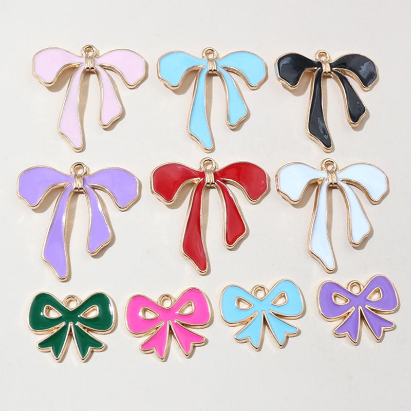10-20pcs Bow Charms Pendant Enamel Alloy Metal Craft DIY Jewelry Making Accessories Findings for Earrings Necklace Bracelets