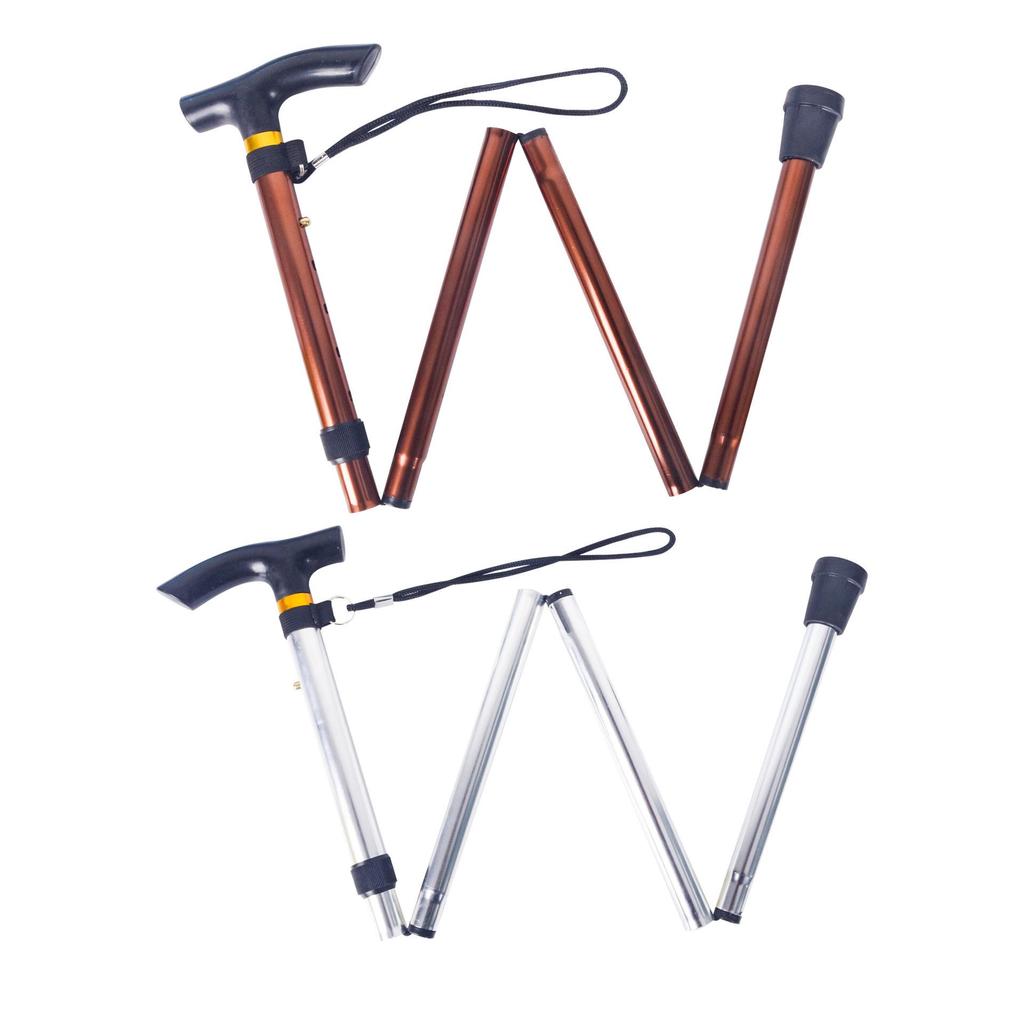 Reinforced Aluminum Telescopic Folding Walking Stick: Adjustable, Non-slip, Four-section Crutch for Hiking