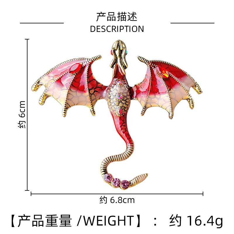 Fashion Enamel Dragon Brooches For Men Women Rhinestone Flying Dragon Clothes Suit Party Office Brooch Pins Jewelry Accessories