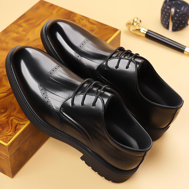 High-quality Leather Comfortable Oxford Shoes Men's Retro Lace Up Business Elegant Minimalist Glossy Office Casual Leather Shoes
